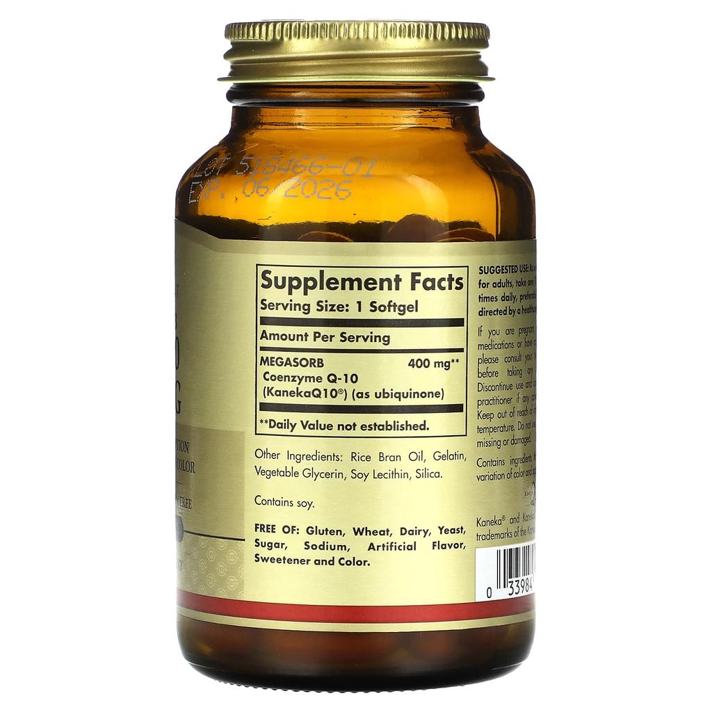 Solgar Megasorb CoQ-10, 400 Mg, 60 Softgels