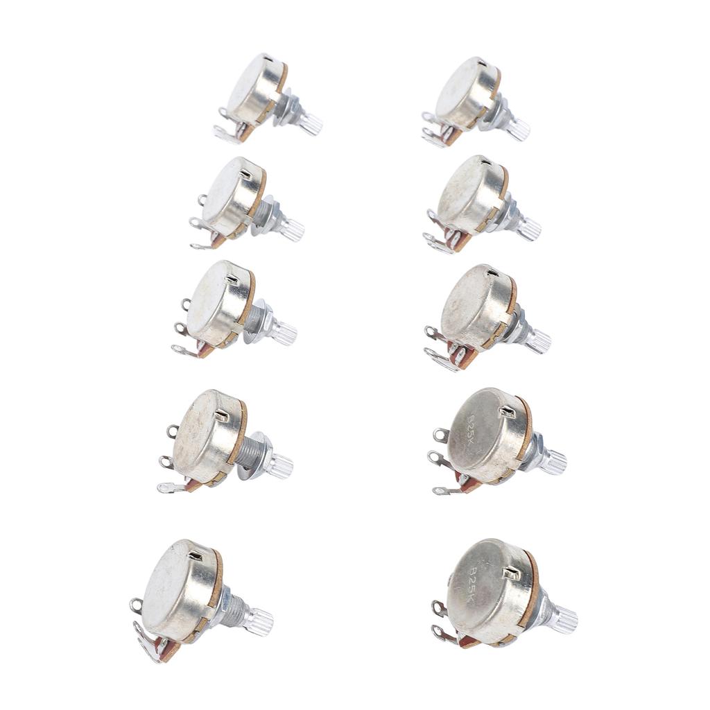 10 Pcs Guitar Potentiometer 18mm Shaft 25K Ohm Bass Metric M8 Electric Bass Guitar Pots for Volume Tone Control B25K