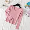 Autumn and Winter V-neck Long Sleeve Knitted Sweater Women Fashion Slim Fit Warm Base Sweaters Women Elegant Solid Casual Lady Knitwear Jumpers 25488