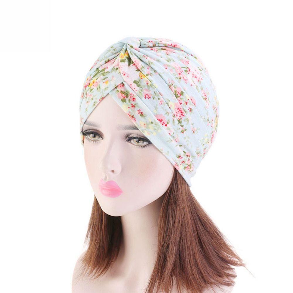 Тюрбаны с цветочным принтом Мягкие шапочки для химиотерапии Модные плиссированные тюрбаны Женские