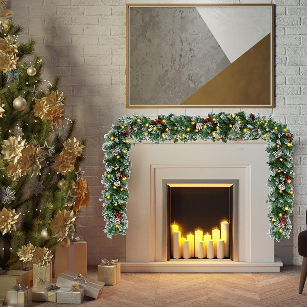 8.8FT Рождественская гирлянда с 50 светодиодами, работающая от батареек, искусственная рождественская подвесная гирлянда