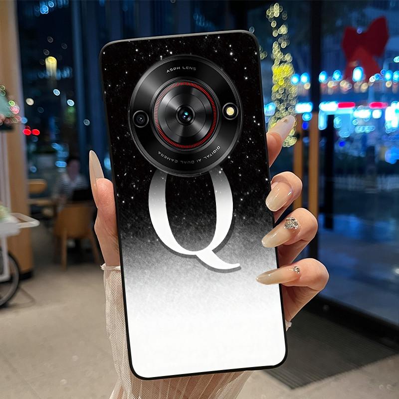 Anti-scratch Soft Case For ZTE Blade A75 5G/ Nubia Focus 5G Custom Name A to Z Letter With Flower Starry Sky Pattern Casing