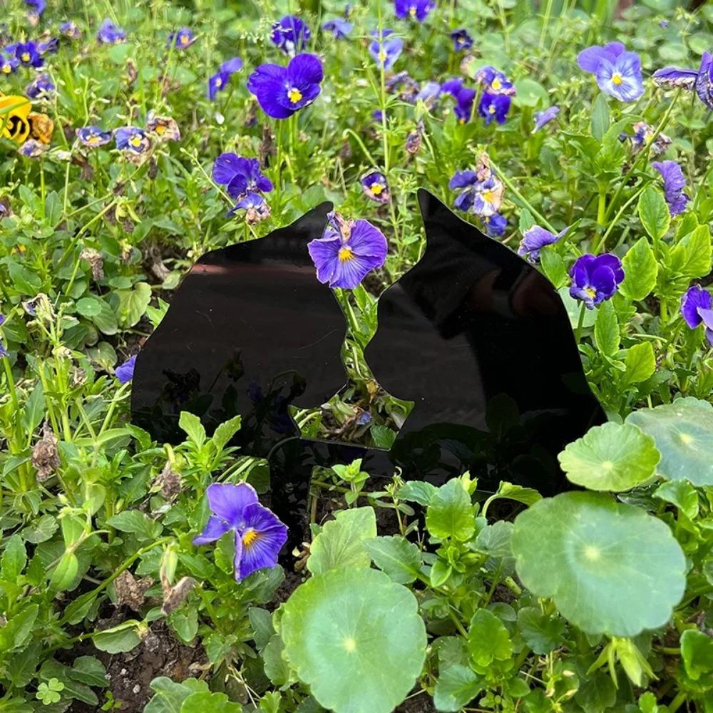 1 шт. садовый колышек для черной кошки – декоративный металлический вырезанный силуэт кошки, очаровательная статуэтка садового животного для украшения двора на открытом воздухе