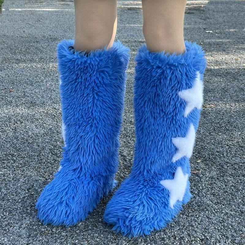 Трансграничные новые сапоги-чулки с длинным голенищем, женские зимние высокие сапоги для снега, сапоги Spice girl, бархатные сапоги Y2K с мехом