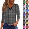 Women's T Shirt Tee Print Button 3/4 SleeveDaily Weekend Fashion Basic V- Neck Regular Top
