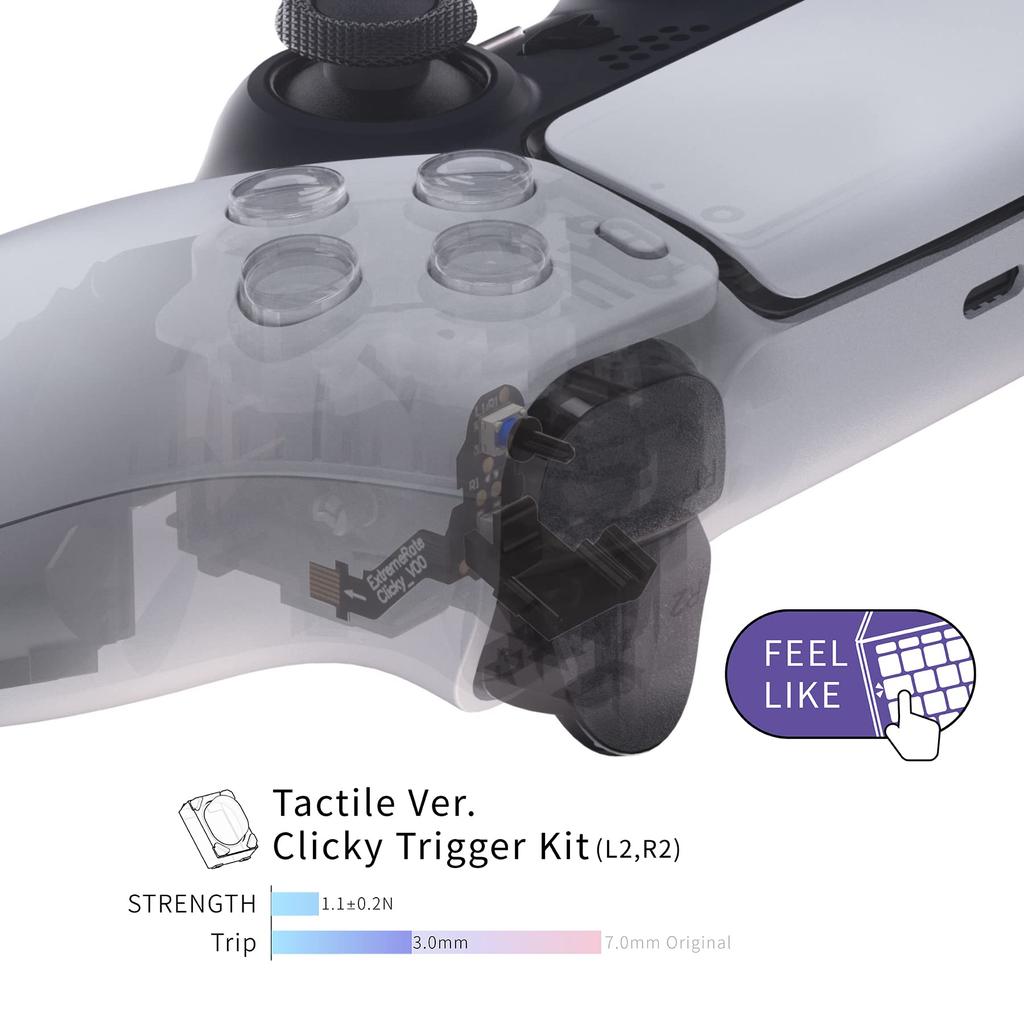 EXtremeRate Tactile Version Click Hair Trigger Kit для наплечной кнопки контроллера PS5 Пользовательская тактильная кнопка-бампер для мыши контроллера PS5