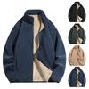 Men's Casual Solid-color Loose Zipper Sweatshirt, Men's And Women's Long-sleeved Stand-up Collar Thickened Woolen Thermal Sweatshirt Jacket