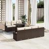 8-piece Garden Sofa Set with Brown Poly Rattan Cushions, 2-seater Garden Sofa with Storage and Cushions 3356961