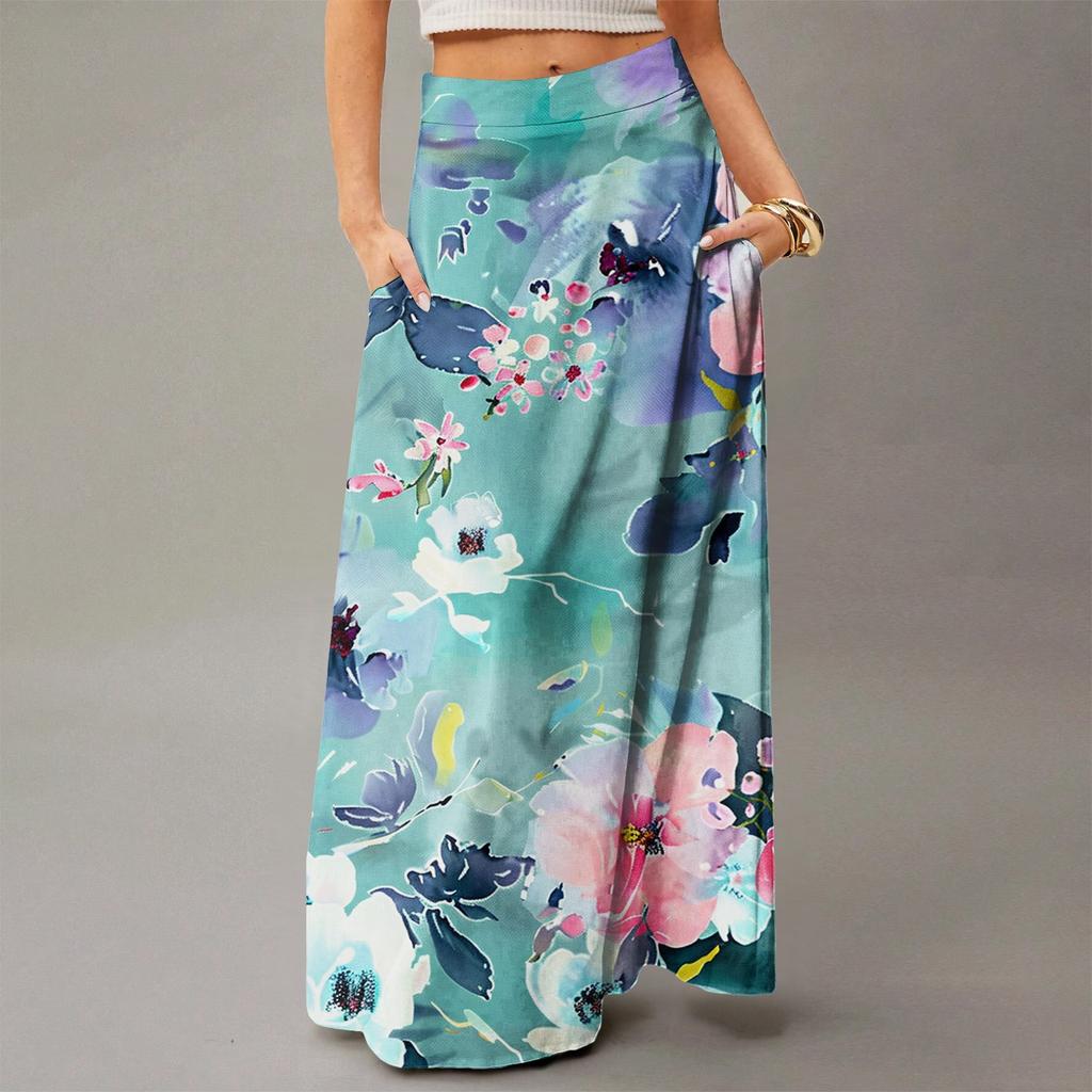 Женское струящееся платье макси, обычная повседневная летняя юбка в стиле бохо