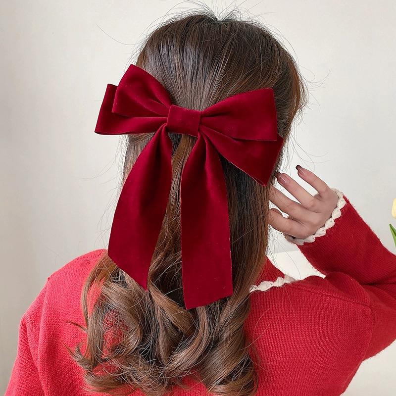Elegant Big Bow Hair Clip For Women Girls Vintage Wedding Long Ribbon Bow Barrette Exquisite Hair Accessories Gifts
