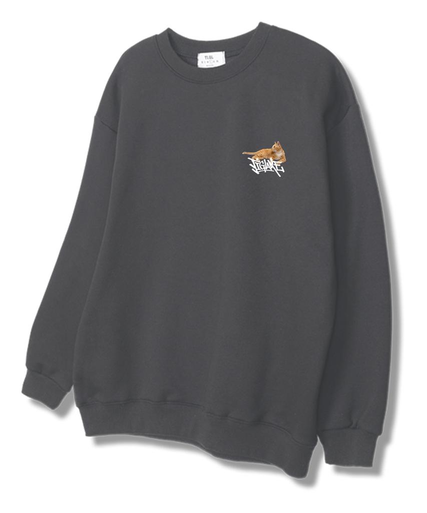 TI.GLAKE Cat Sheaf Sweatshirt Dark Gray [Fleece Lining]