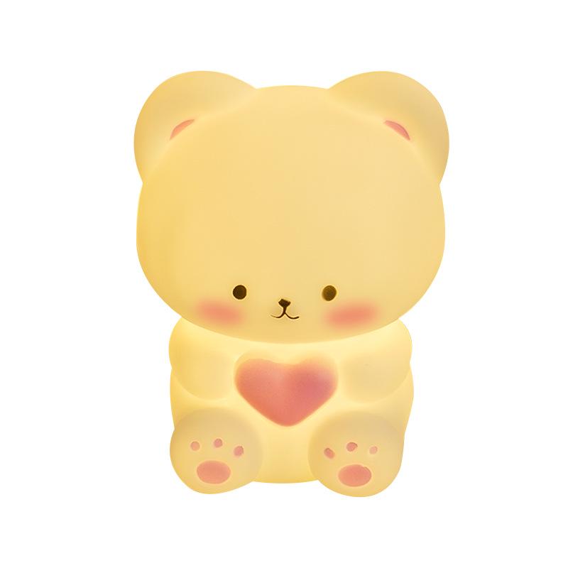 Креативный ночник в виде медведя с сердечком - Милая лампа для спальни и светящаяся игрушка, которую можно щипать, Идеальный подарок на Циси для девушки
