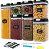 Seven-Piece Transparent Grain Storage Jars - Moisture-Proof Sealed Plastic Kitchen Containers