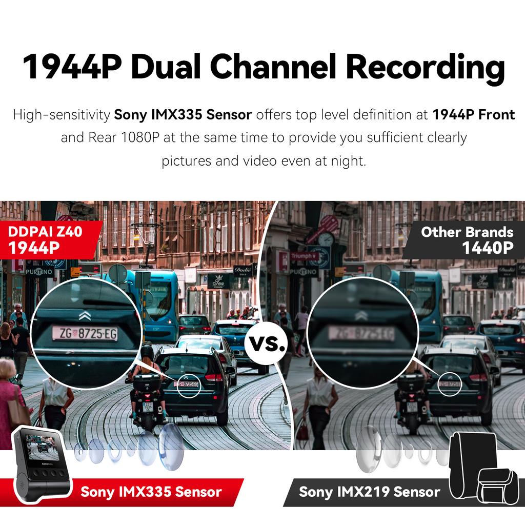 Ddpai Видеорегистратор Z40 для автомобиля, камера заднего вида, Sony IMX335, 1944P HD видео, GPS-трекинг, 360 градусов вращения, Wi-Fi, DVR, 24-часовой защитник парковки