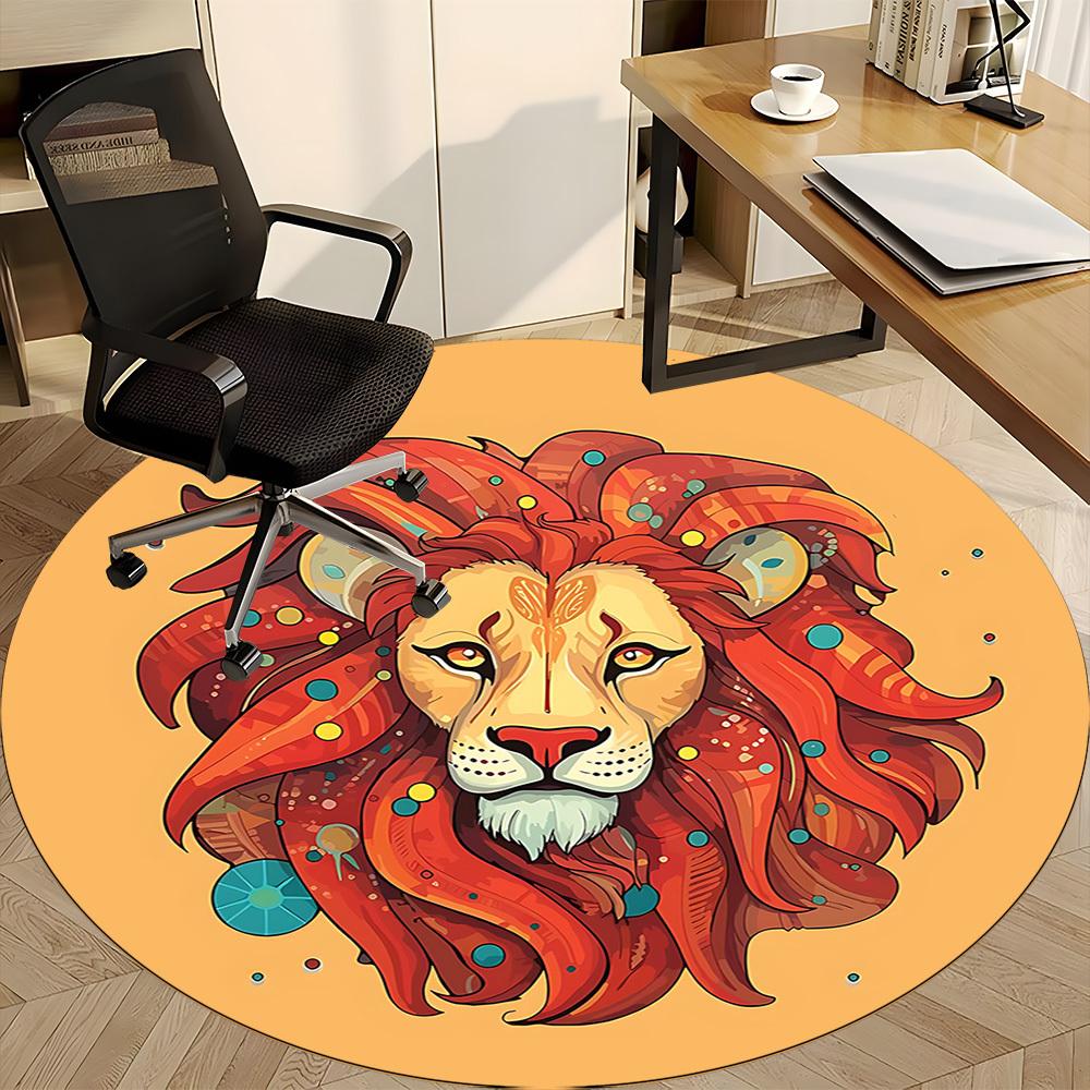 1pc Lion King Office Round Area Rug,  Mat Suitable For Office, Under Office Chairs Bedroom Living Room Home Decor, Room Deco