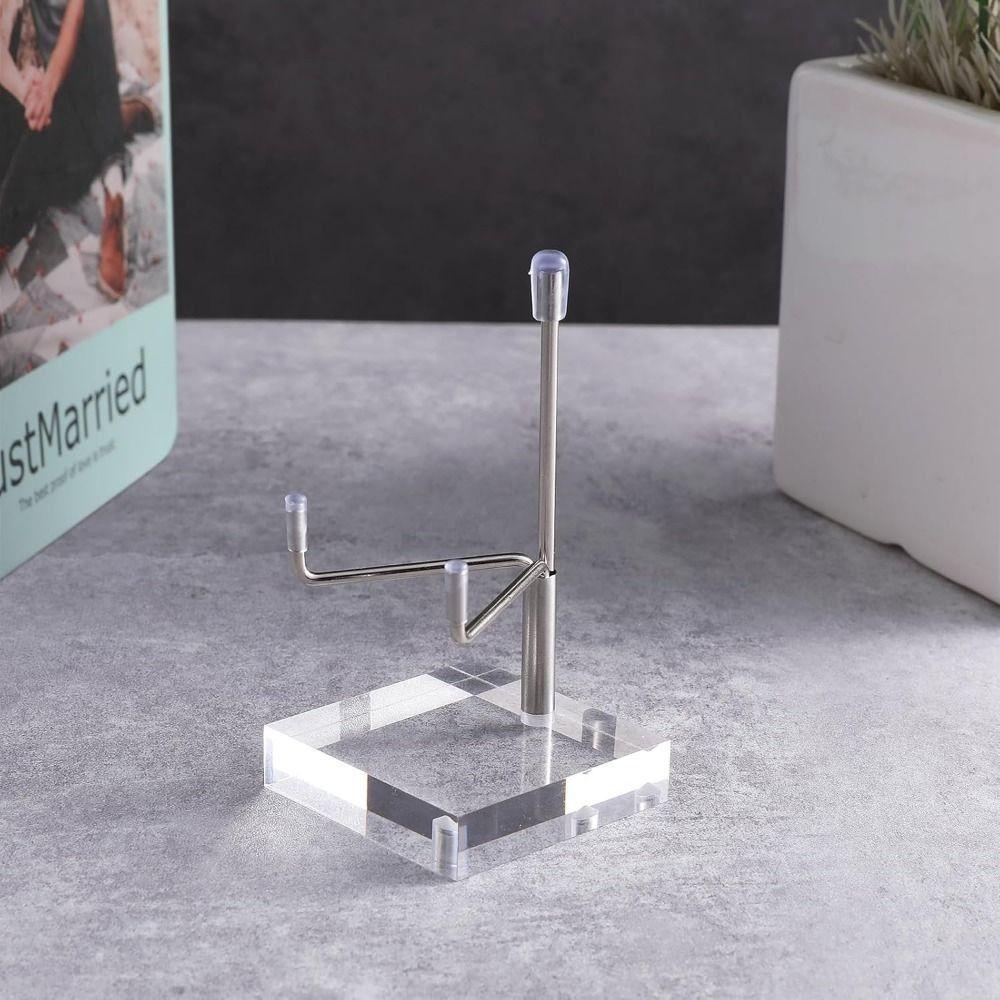 Round/Square Base Metal Arms Crystal Holder Soft Rubber Case Metal Mineral Rack Shop