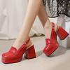 Women's High-heeled Sandals Spring and Summer New Waterproof Table Thick Heel Large Size Solid Color Bag Head Sandals