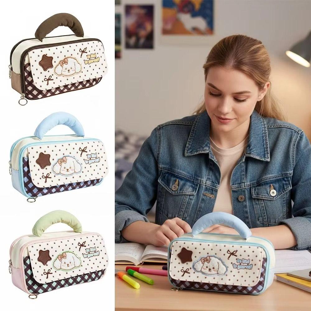 Handheld Cartoon Pen Bag Large Capacity Stationery Pouch Ins Stationery Organizer Cosmetic