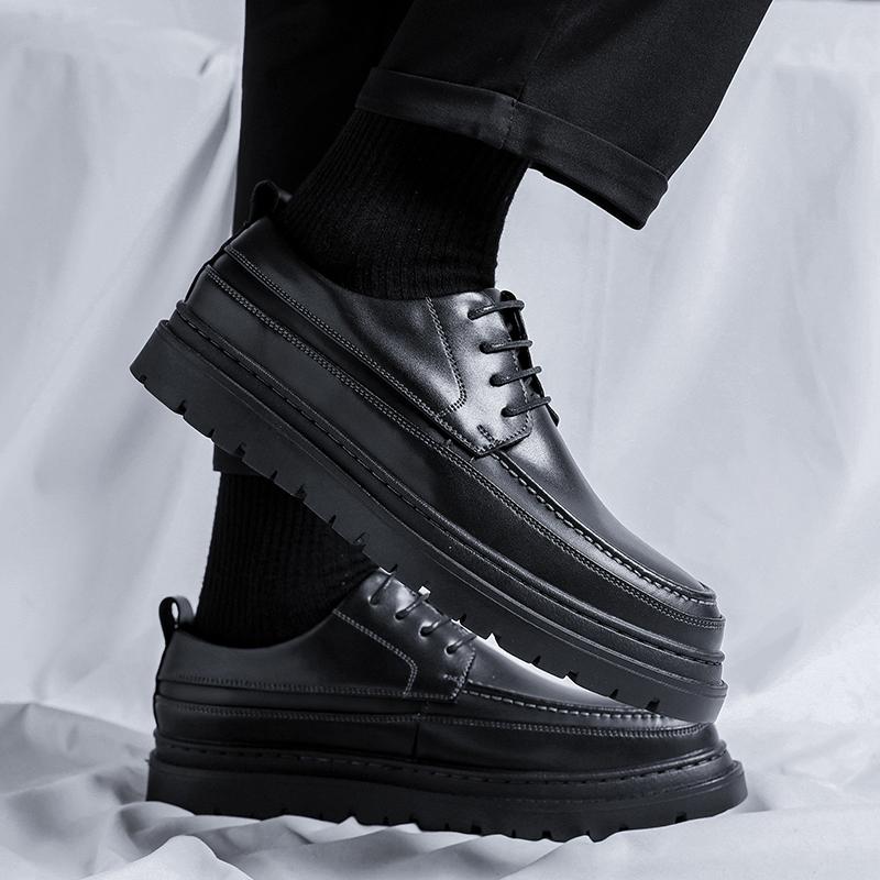 2024 Толстые Модные Туфли Оксфорды Кожаные Мужские Деловые Туфли Нескользящие Мужские Повседневные Туфли Люксовый Бренд Ручной Работы Мужская Обувь