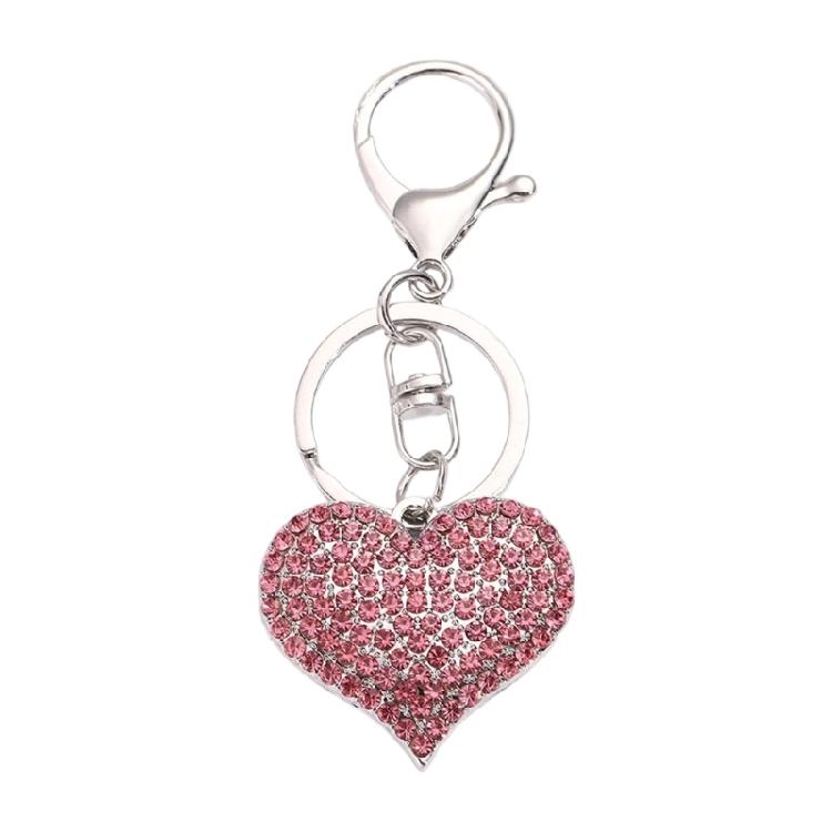 Stylish Heart Keychain Rhinestones Highlighted Charm Corrosion Resistant Key Chain for Keys or Bag Decoration