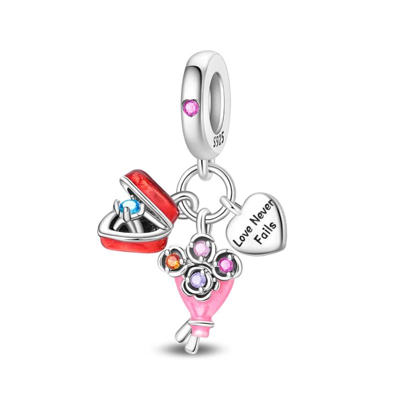 Charms Copper Hedgehog Lucky Clover Rose Cherry Blossom Beads Fit Bracelet Fine Women Diy Jewelry Gifts