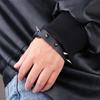 Серебряный женский браслет-манжета, металлический черный браслет с шипами, кожаный панк-манжет с заклепками