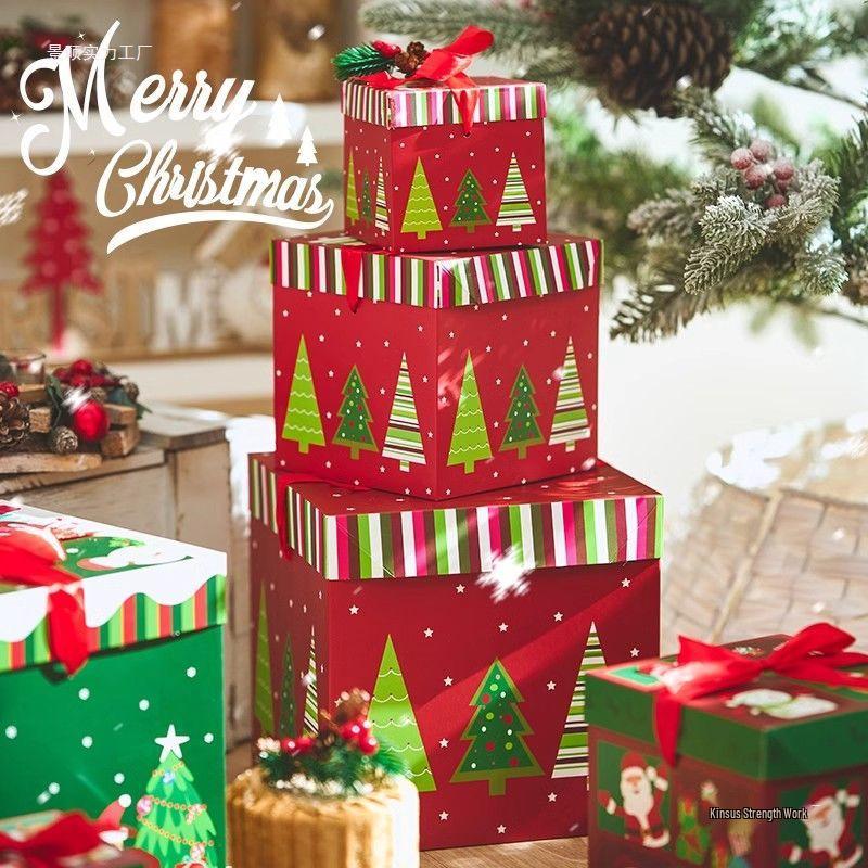 Santa Claus Figurine Christmas Eve Gift Box for Window Decor