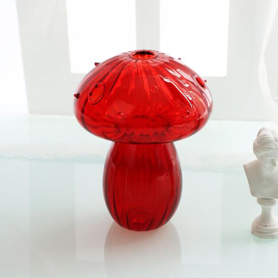 Flower Vase Adorable Mushroom Shape Transparent Glass Planter Unique Plant Propagation Station for Home Decoration