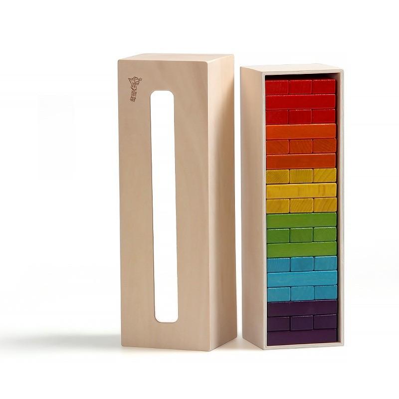 Kids Wooden Construction Blocks With Smooth Edges And Eco Paint For Toddler Development