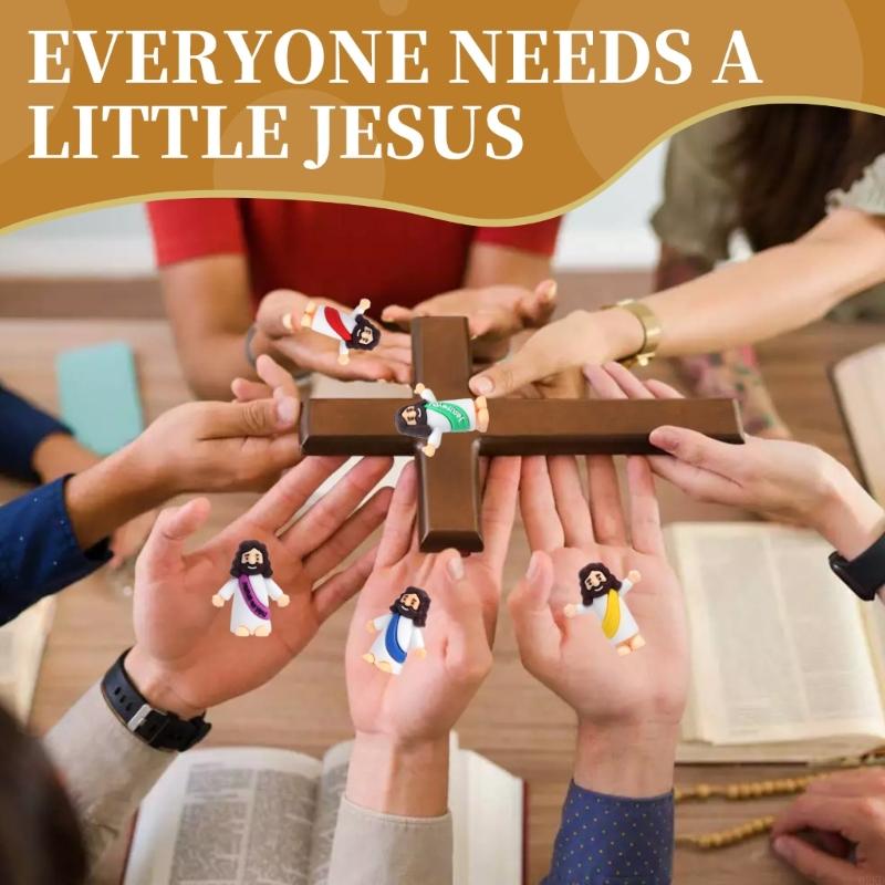 62KD Classroom Faith Activity 20 Set PVC Savior Figurines Crosses Prayer Cards Bags