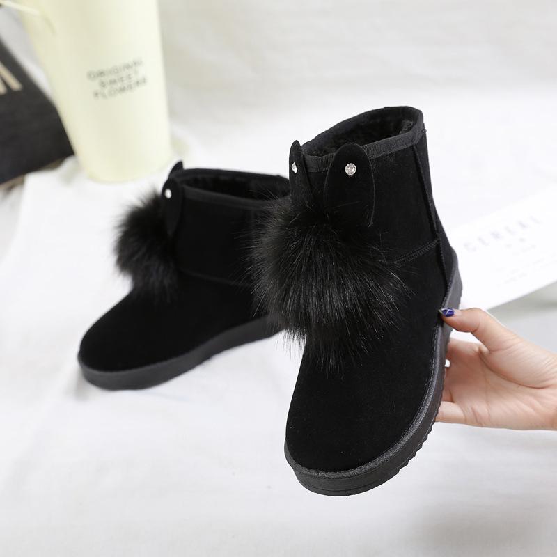Order A Size Up Rabbit Ears Soft Snow Boots Women Winter Warm Plush Ankle Booties Female Fashion Slip On Cotton Shoes