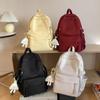 Girls Solid Color Schoolbag Female High School Students Large Capacity Backpack