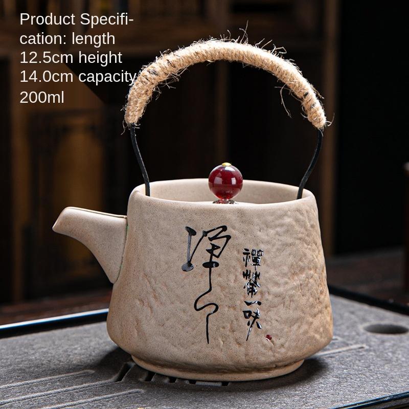 Чайник керамический каменная масса ручка чайник бытовой ретро японский чайный набор Кунг-фу один чайник ручной работы защита от ожогов чайник
