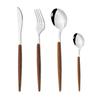 Набор столовой посуды с деревянной ручкой, 4 шт., золотые столовые приборы, набор столовых приборов, кофейная ложка, обеденный нож, вилка для рыбы, столовое серебро, набор посуды