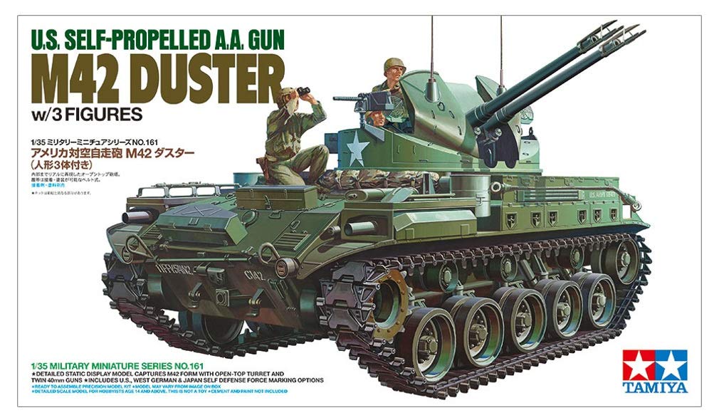 Tamiya Military Miniature Series 161 Army M42 Duster Gun with 3 Crew Plastic Model Kit 35161 1/35 No. U.S. Self-Propelled Anti-Aircraft Figures,