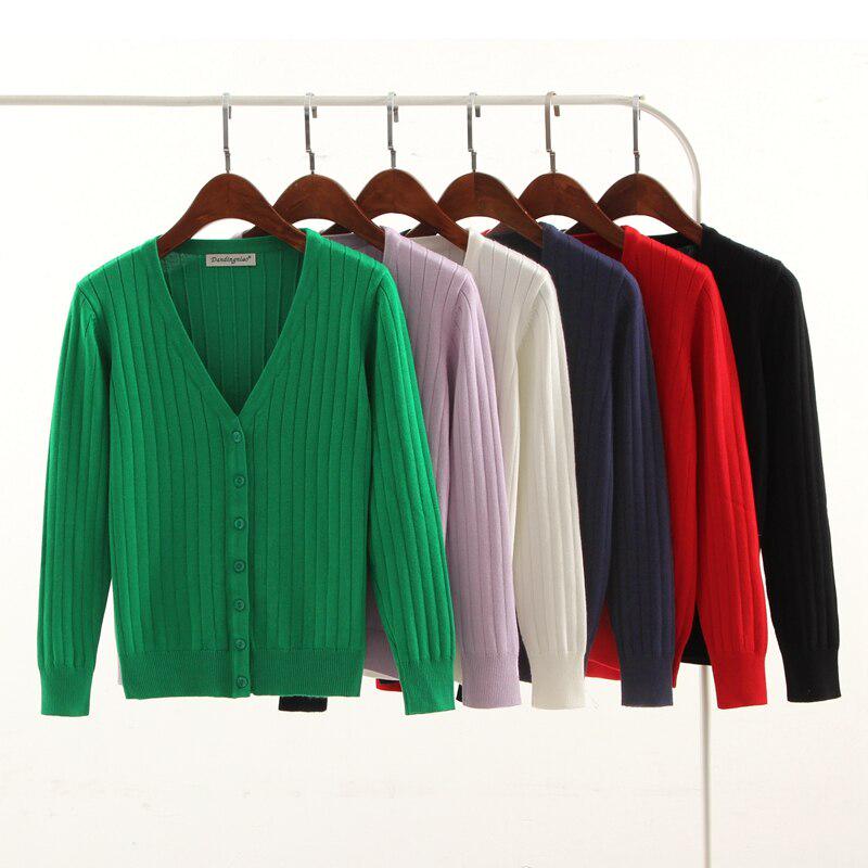 FEKEHA Women Cardigan Knitted Sweater Long Sleeve Female Casual V Neck Woman Tops Plus Size