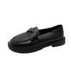 Soft Sole Soft Surface Single Shoes Women's Black Large Size Loafers Summer New Round Head Low Heel British Style Small Leather Shoes