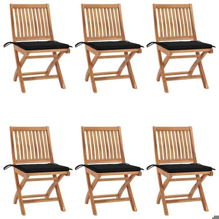 Maison Exclusive - Chaises pliantes avec coussins, 6 pièces, en teck massif