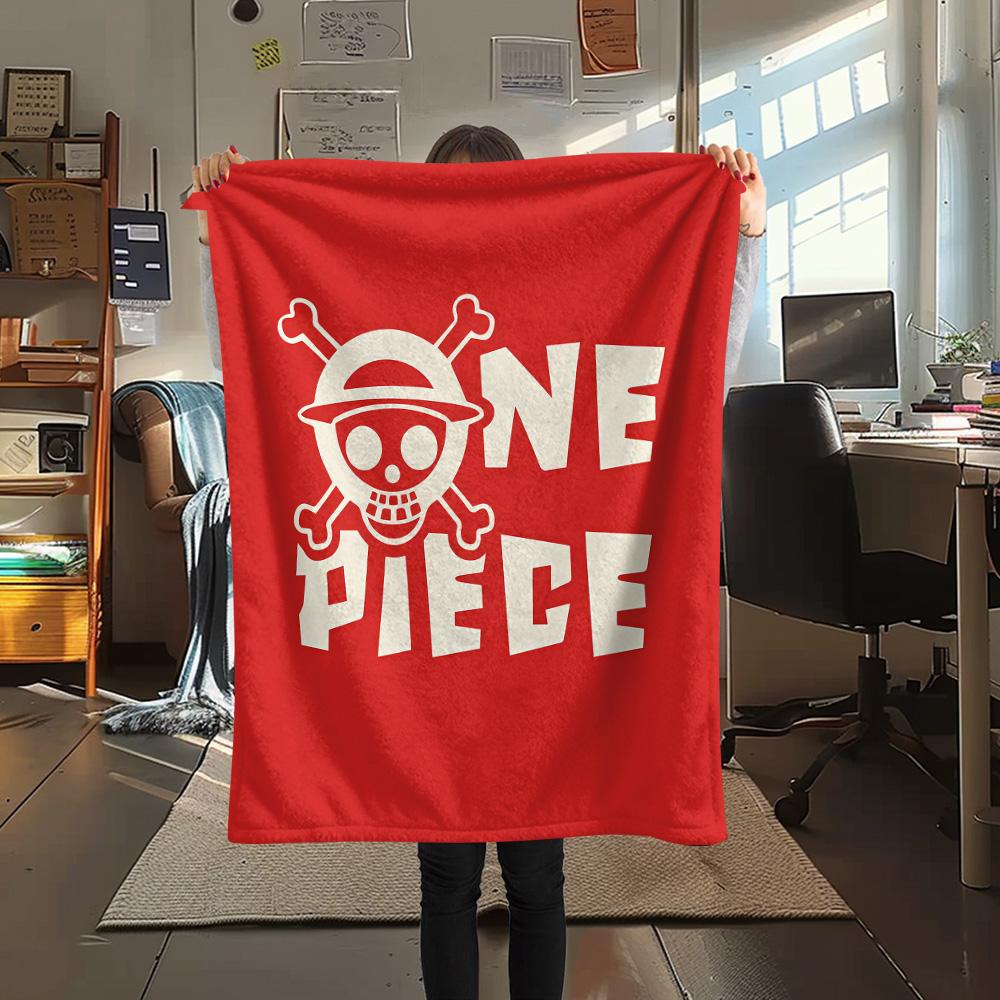 1PC One Piece Straw Hat Pirates Patterned Flannel Blanket Suitable For All Seasons For Home Decor Warmth And Comfort Gifts Holiday Present