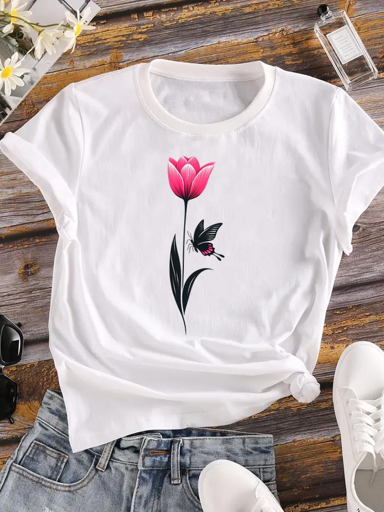 (Asian Size) Clothing T Shirt Fashion Trend Wing Style 90s Ladies Casual Women Tee Top Short Sleeve Print Lady Female Graphic T-shirts
