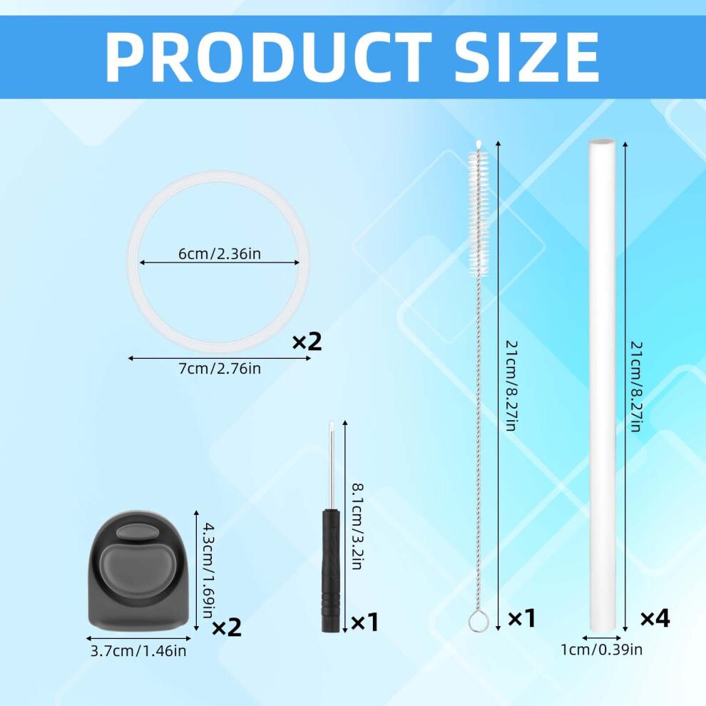 Replacement Parts Kit Accessories for Owala Freesip 24oz 32oz, 2 Bottle Lid Top Stopper Plug 2 Bottle Gasket Seal Ring with Screwdriver Cleaner Straw