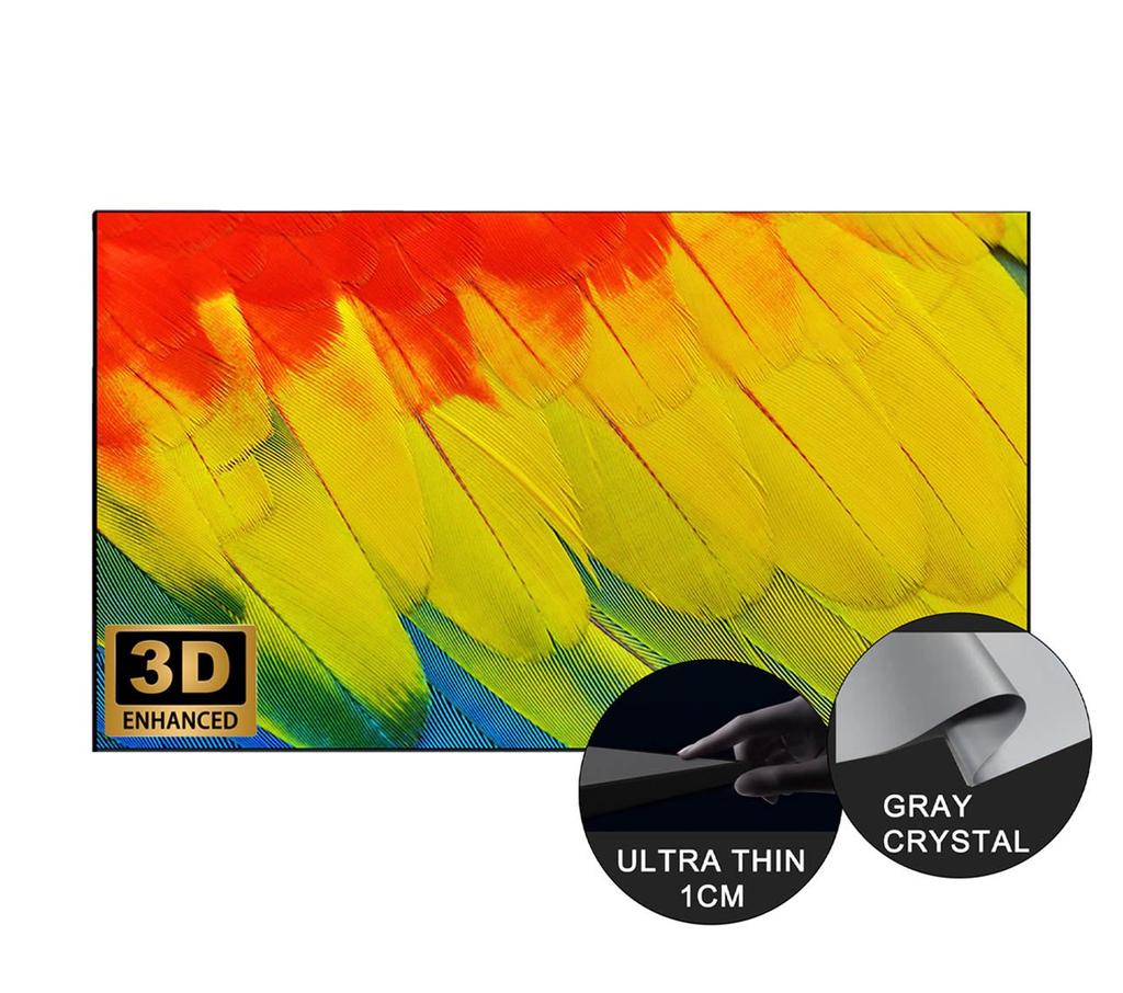 100" Wupro Cinema Gallery Grey Crystal Enhanced 3D Fixed Frame Projector Screen For Long Throw Projector