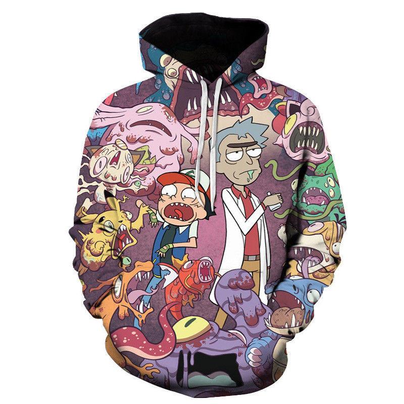 Мужская толстовка с капюшоном Rick And Morty, 3D цифровая печать, повседневная спортивная одежда, цвета: зеленый, серый, черный, белый