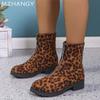 Leopard Women Ankle Boots Heels Shoes Winter New Fashion Walking Shoes Women 2024 Trend Snow Boots Elegant Mujer Chelsea Botas