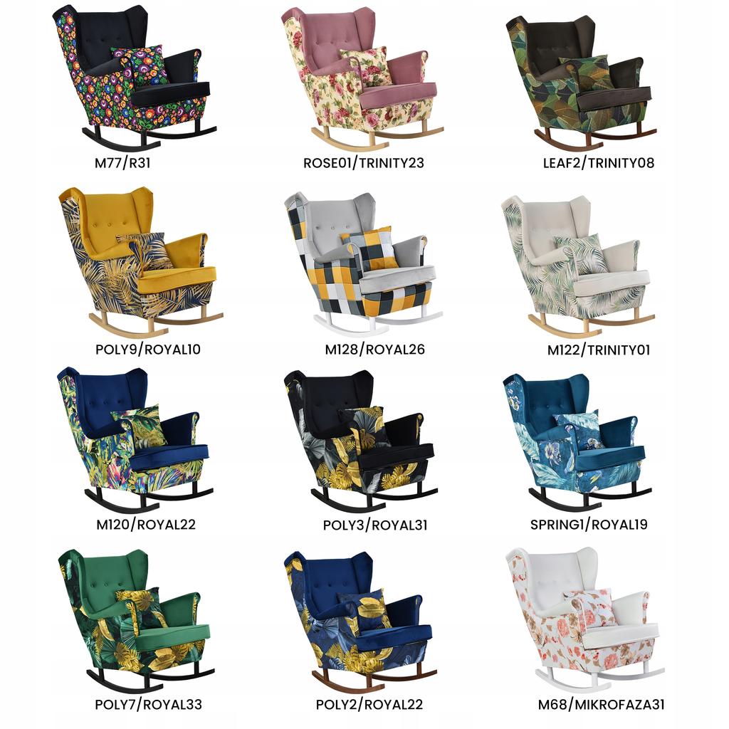 Fotel uszak Ari Print Duo bujany skandynawski Family Meble biały kwiat