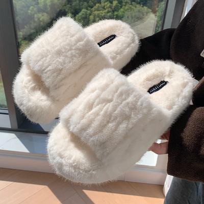 2024 Новые однотонные простые женские пушистые тапочки осень-зима модные женские удобные домашние хлопковые меховые тапочки