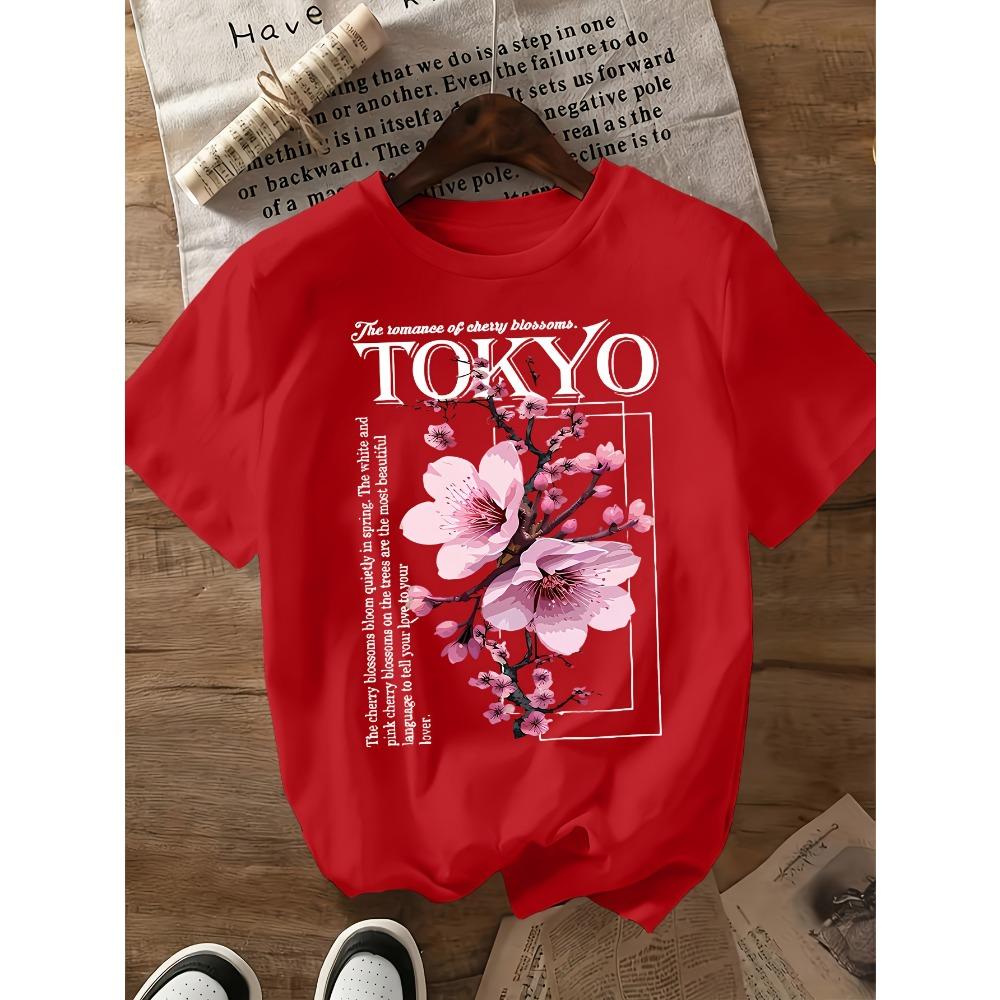 Ladies Pink T-Shirt - Soft Daily Cherry Blossom Top, Lightweight Summer Shirt