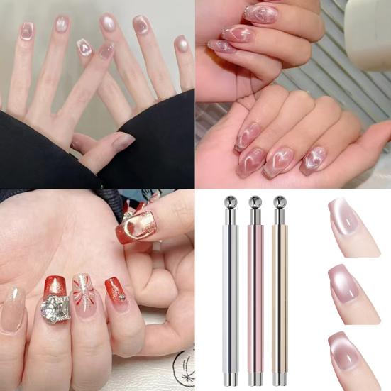 1/3 шт. Магнитная палочка для ногтей «Кошачий глаз», 3-в-1, двухсторонняя магнитная ручка для лака с круглыми бусинами, инструмент для дизайна ногтей с гель-лаком «Кошачий глаз» для женщин