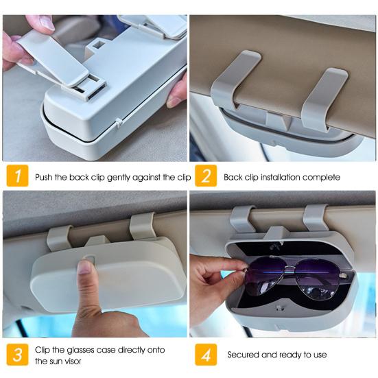 Держатель для очков с длительным сроком службы. Легко устанавливается. Отличный прочный солнцезащитный козырек. Внутренний аксессуар. Защитная коробка.