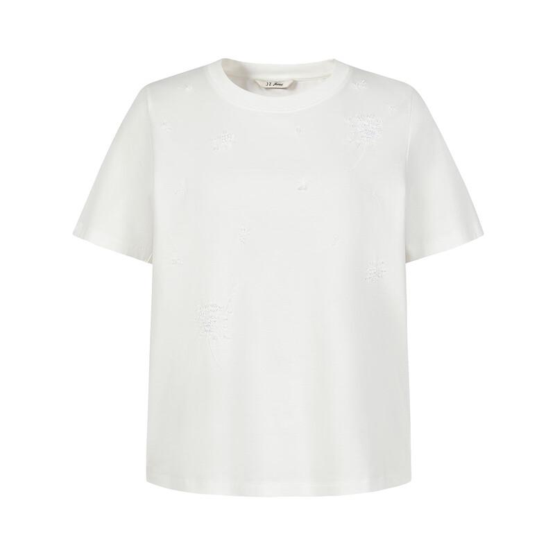 JUZUI Dandelion Embroidered Beaded H-line T-shirt